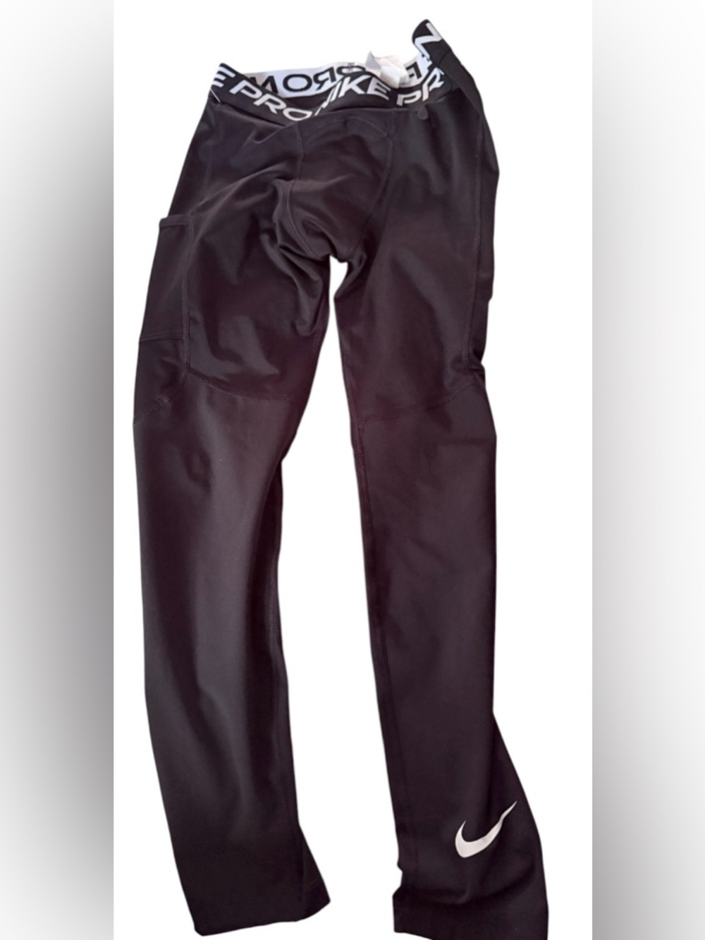Nike Pro Kids Boys Dri-Fit Compression Full Length Tights Medium Black Logo
